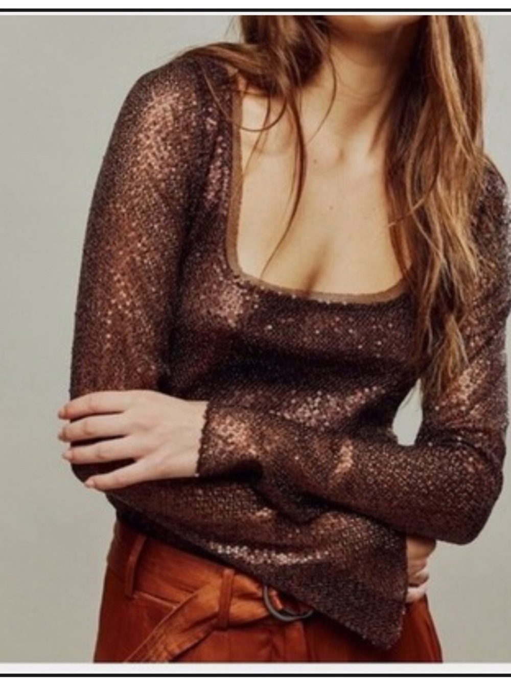 Free People Late Night Disco new sequin Top